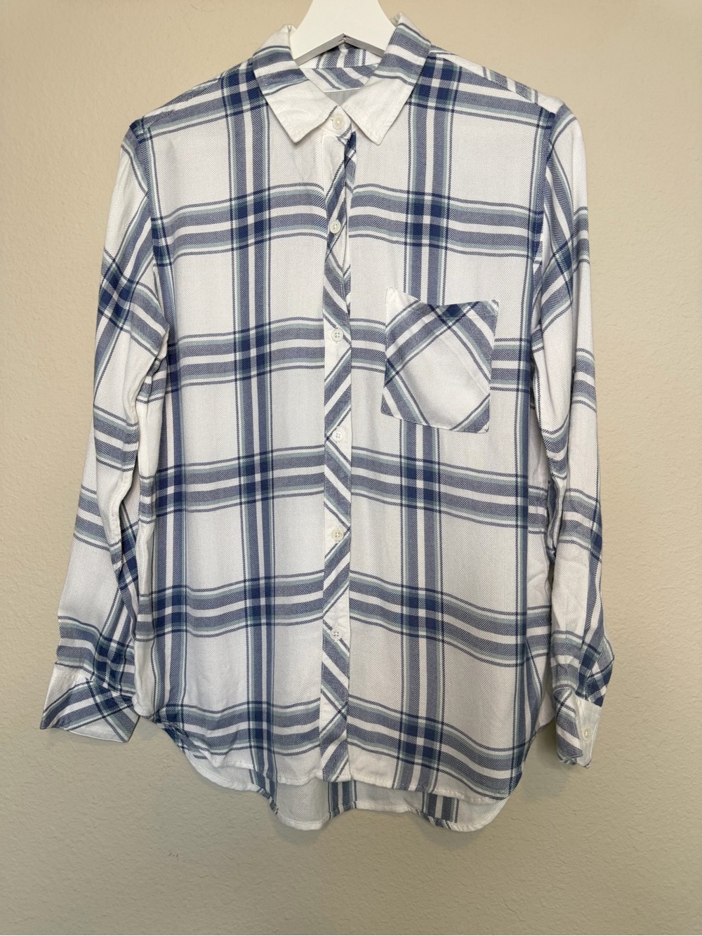 Rails 100% Rayon Hunter button up White Pacific Teal